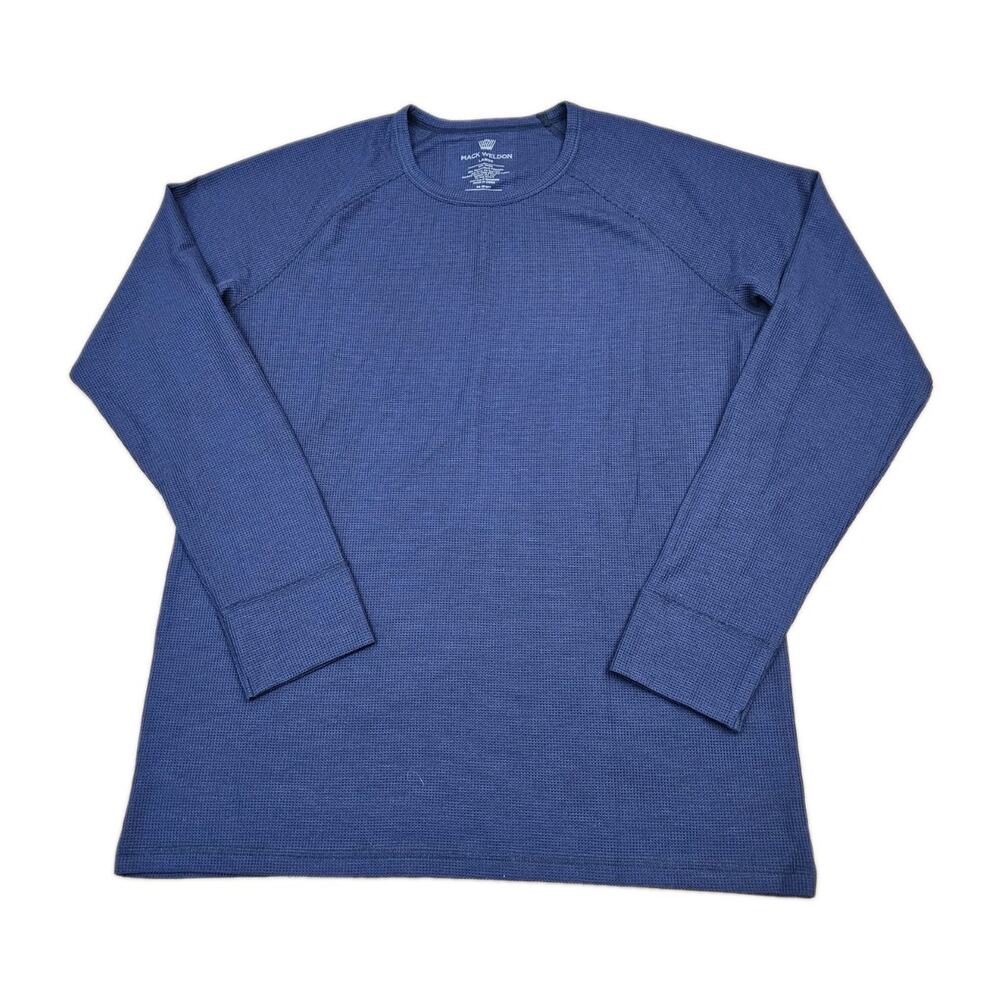 Mack Weldon Warmknit Thermal Shirt Mens Large Blue Waffle Long Johns Undershirt